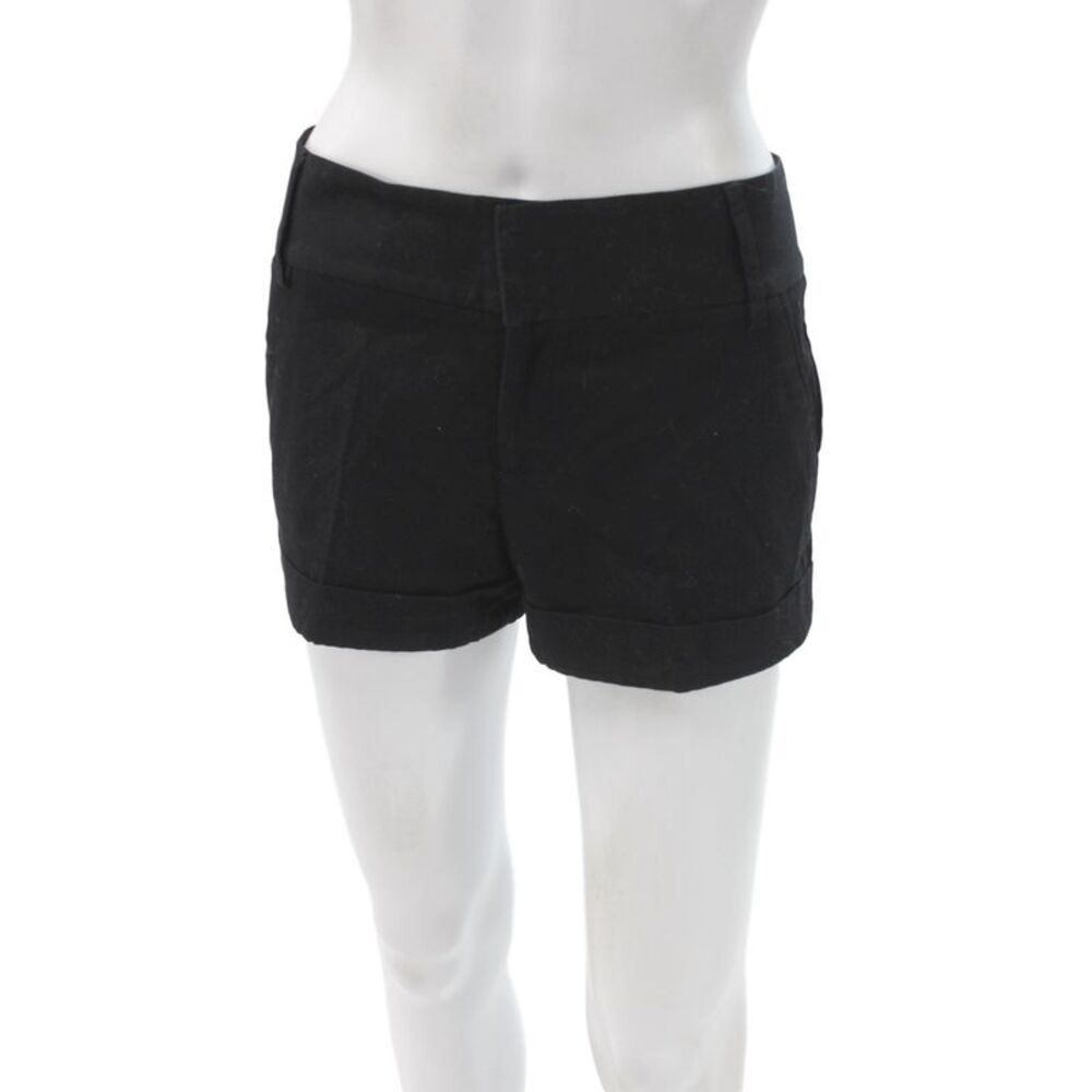Alice + Olivia Unisex Chino Shorts Black Cotton Linen Denim Size 0